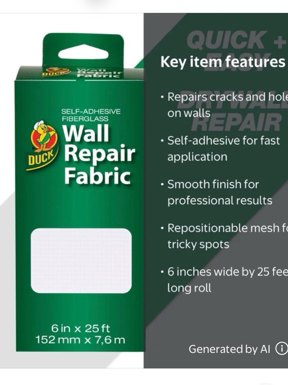 White Fiberglass Drywall Repair Tape - 6in x 25ft